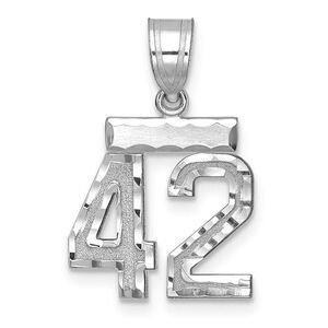 14k White Gold, Varsity Collection, Small D/C Pendant, Number 42